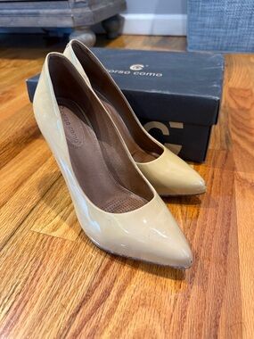 Corso Como Beige Patent Pointed-Toe Pumps